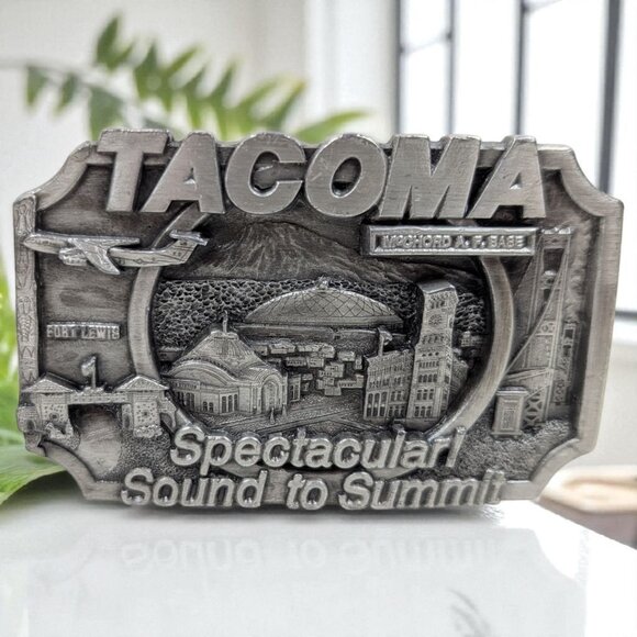 Tacoma Sound To Summit 3D Pewter‎ Metal Belt Buckle 1983 Siskiyou VINTAGE UNIQUE - Picture 1 of 9